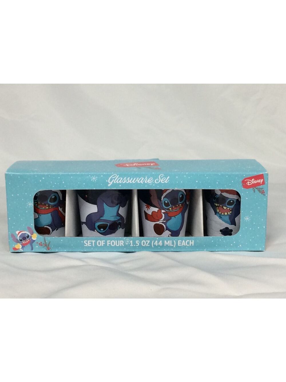 NEW DISNEY LILO AND STITCH CHRISTMAS SET OF 4 SHOT GLASSES